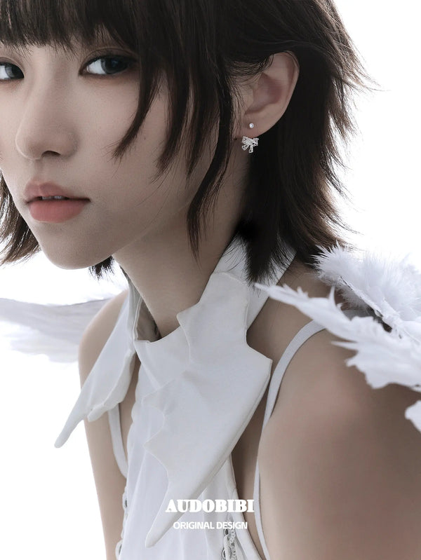 Rebellious Tenderness Plating 925Pin Luxury Vintage Lace Bow-Front Stud Earrrings™