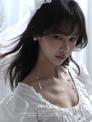 Rebellious Tenderness Plating 925Pin Luxury Vintage Lace Bow-Front Stud Earrrings™