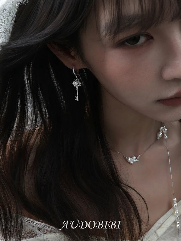 Rebellious Tenderness Platinum Plating Lace Style Asymmetrical Drop Hoop Earrings™