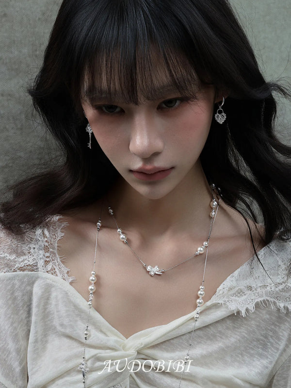 Rebellious Tenderness Platinum Plating Lace Style Asymmetrical Drop Hoop Earrings™