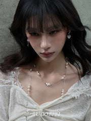 Rebellious Tenderness Platinum Plating Lace Style Asymmetrical Drop Hoop Earrings™