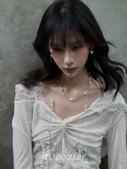 Rebellious Tenderness Platinum Plating Luxury Vintage Lace Baroque Pearl Necklace™