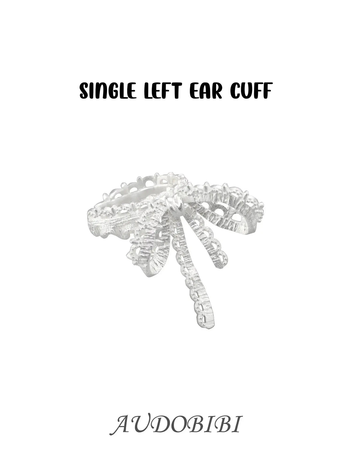 Rebellious Tenderness Platinum Plating Luxury Vintage Lace Bow-Front Ear Clip Ear Cuff™