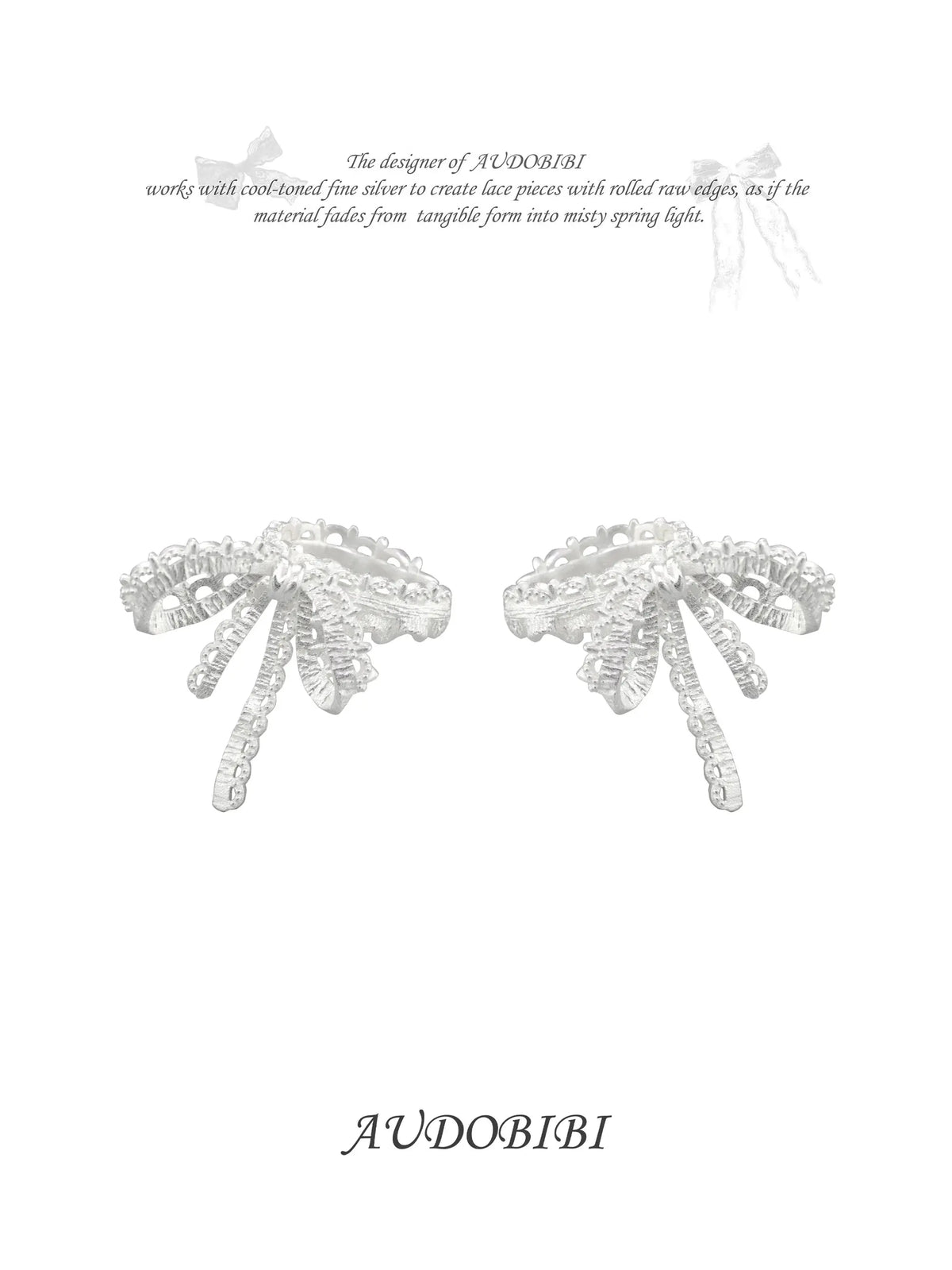 Rebellious Tenderness Platinum Plating Luxury Vintage Lace Bow-Front Ear Clip Ear Cuff™
