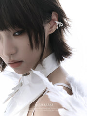 Rebellious Tenderness Platinum Plating Luxury Vintage Lace Bow-Front Ear Clip Ear Cuff™