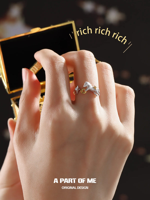 Rich Horse 925 Sterling Silver Adjustable Ring™