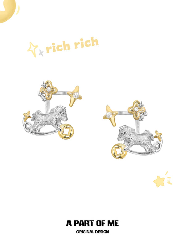 Rich Horse S925 18K Gold Plated Detachable Drop Earrings™