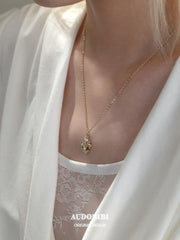 Royale Iris 18K Gold-Plated Vintage Iris Double-Layered Pendant Choker Necklace™