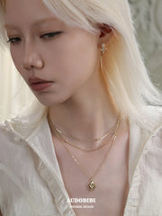 Royale Iris 18K Gold-Plated Vintage Iris Double-Layered Pendant Choker Necklace™