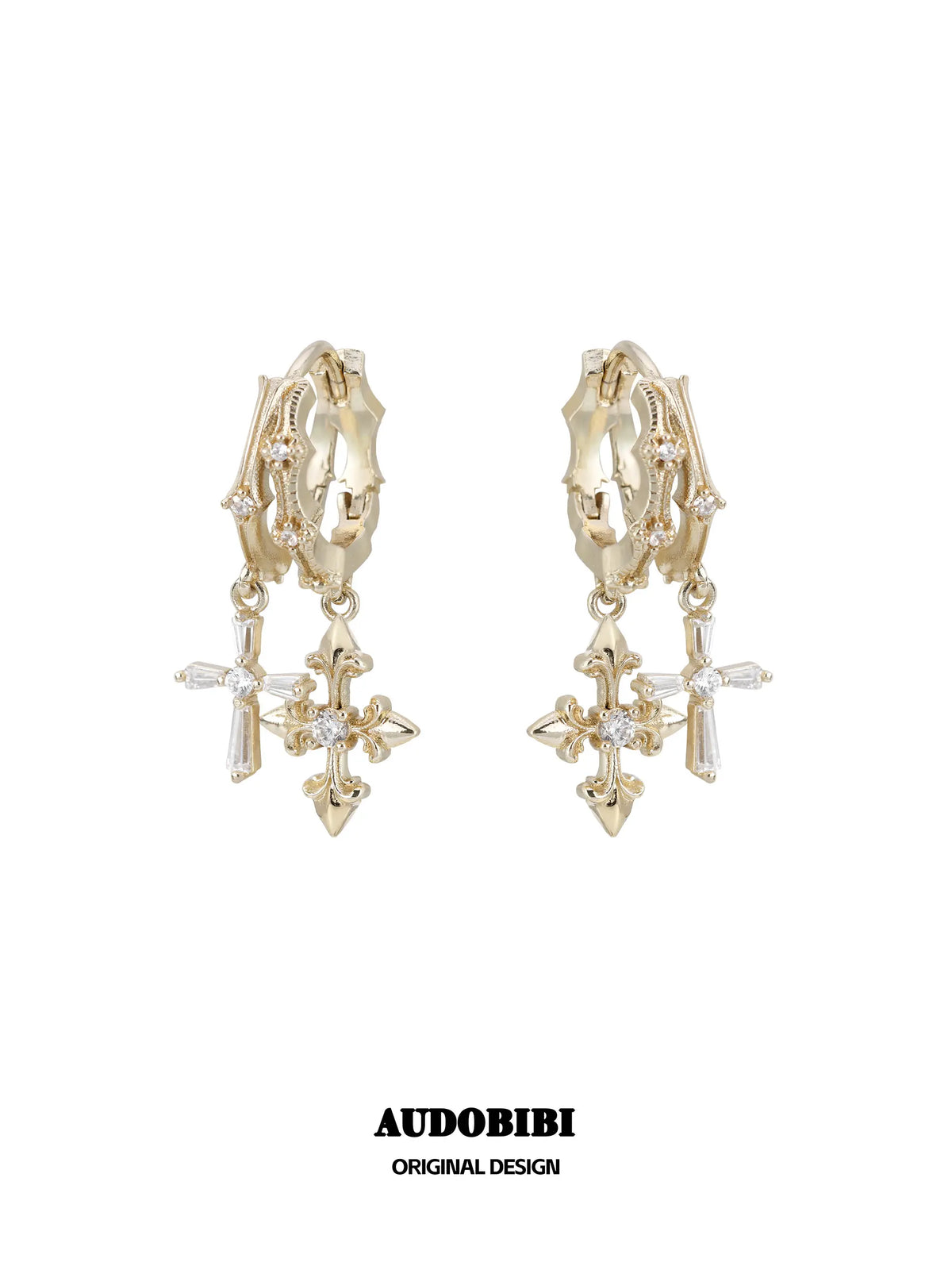 Royale Iris 18K Gold-Plated Vintage Iris Pendant Dangle Earrings™