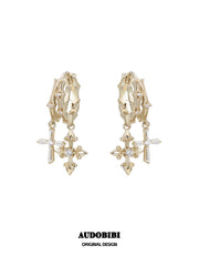 Royale Iris 18K Gold-Plated Vintage Iris Pendant Dangle Earrings™