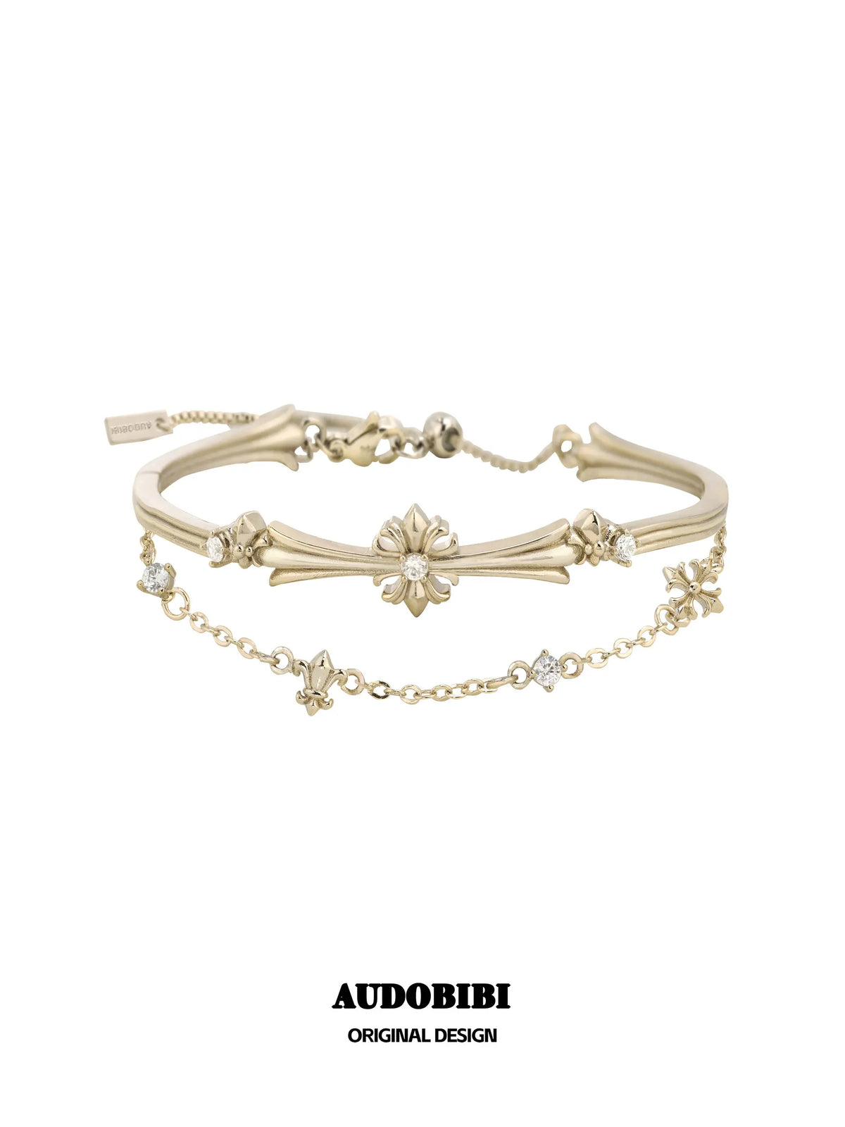Royale Iris 18K Gold Plated Vintage Double-Layer Iris Adjustable Bangle Bracelet™