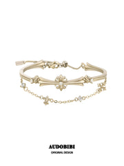 Royale Iris 18K Gold Plated Vintage Double-Layer Iris Adjustable Bangle Bracelet™