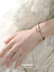 Royale Iris 18K Gold Plated Vintage Double-Layer Iris Adjustable Bangle Bracelet™