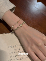 Royale Iris 18K Gold Plated Vintage Double-Layer Iris Adjustable Bangle Bracelet™