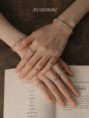 Royale Iris 925 Sterling Silver Vintage Iris Adjustable Ring Set A™