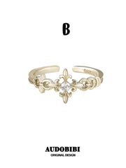 Royale Iris 925 Sterling Silver Vintage Iris Adjustable Ring Set A™