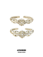 Royale Iris 925 Sterling Silver Vintage Iris Moissanite Adjustable Ring Set B™