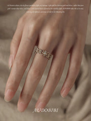 Royale Iris 925 Sterling Silver Vintage Iris Moissanite Adjustable Ring Set C™