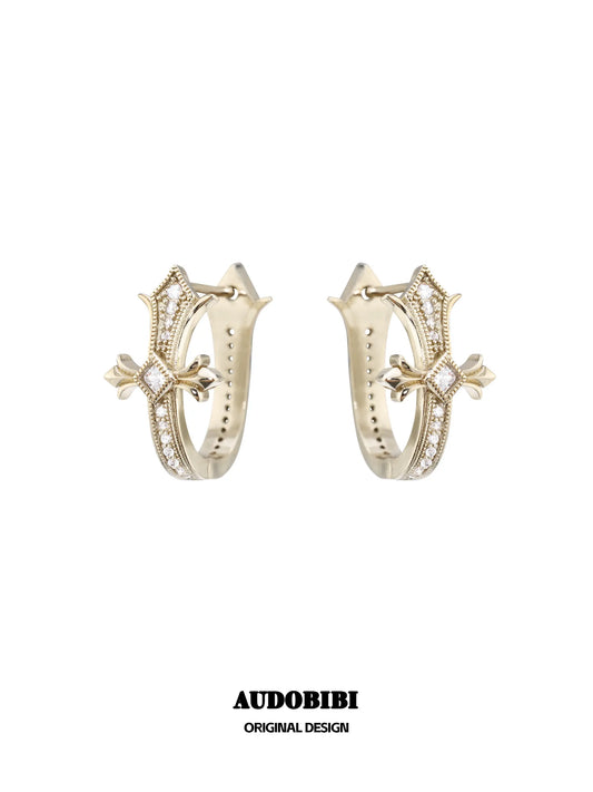 Royale Iris S925 Pin 18K Gold-Plated Vintage Iris U-Shaped Earrings™