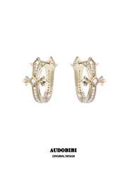 Royale Iris S925 Pin 18K Gold-Plated Vintage Iris U-Shaped Earrings™