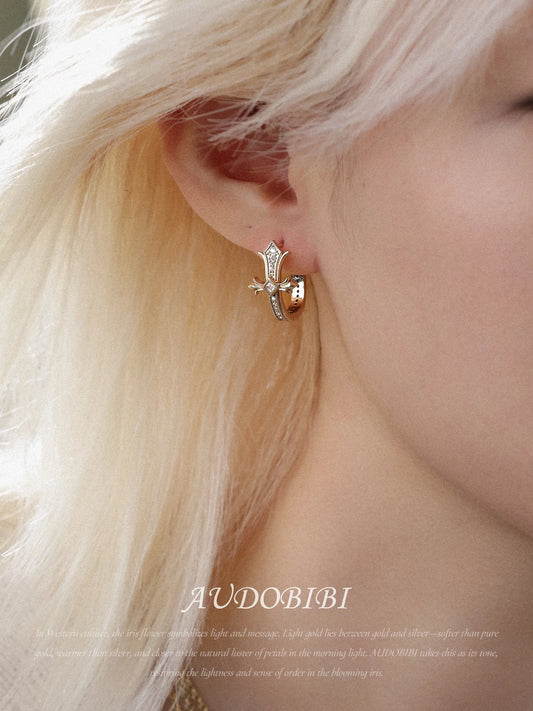 Royale Iris S925 Pin 18K Gold-Plated Vintage Iris U-Shaped Earrings™