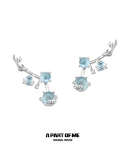 Siren's Song Colored Glass Beads 925 Platinum Plating Fish ＆ Bird Stud Earrings™