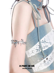 Slytherin House 18k Platinum Plating Ice Blue Snake ＆ Butterfly Arm Rings™