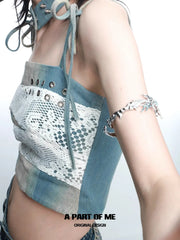 Slytherin House 18k Platinum Plating Ice Blue Snake ＆ Butterfly Arm Rings™