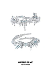 Slytherin House 18k Platinum Plating Ice Blue Snake ＆ Butterfly Arm Rings™