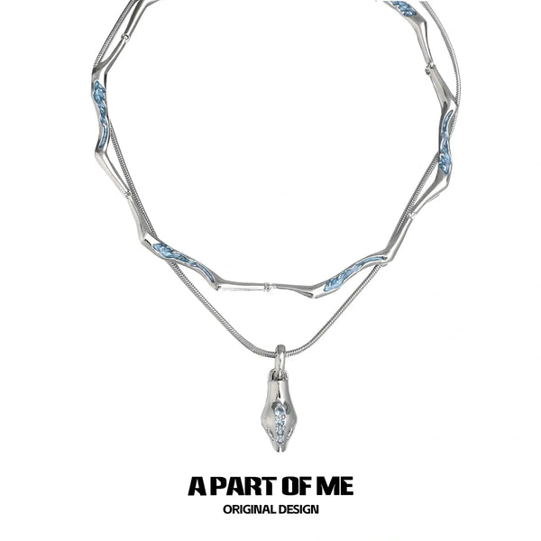 Slytherin House 18k Platinum Plating Ice Blue Snake Pendant Chokers Necklaces™