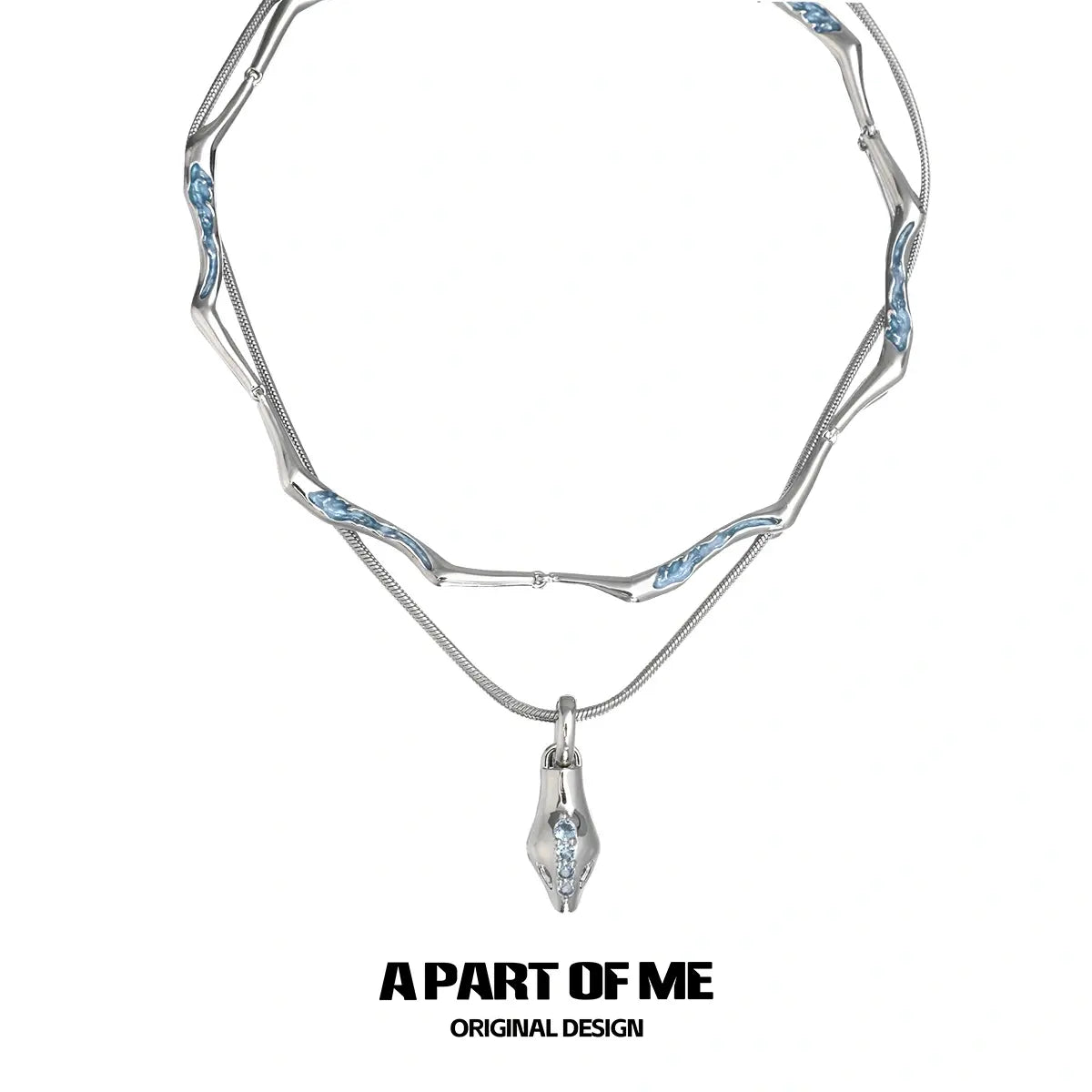 Slytherin House 18k Platinum Plating Ice Blue Snake Pendant Chokers Necklaces™