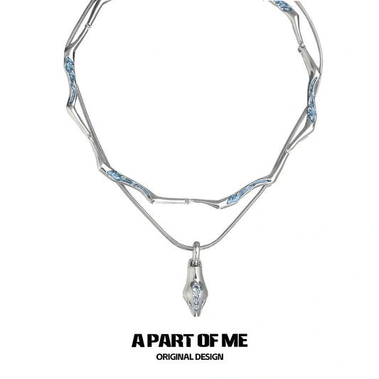 Slytherin House 18k Platinum Plating Ice Blue Snake Pendant Chokers Necklaces™