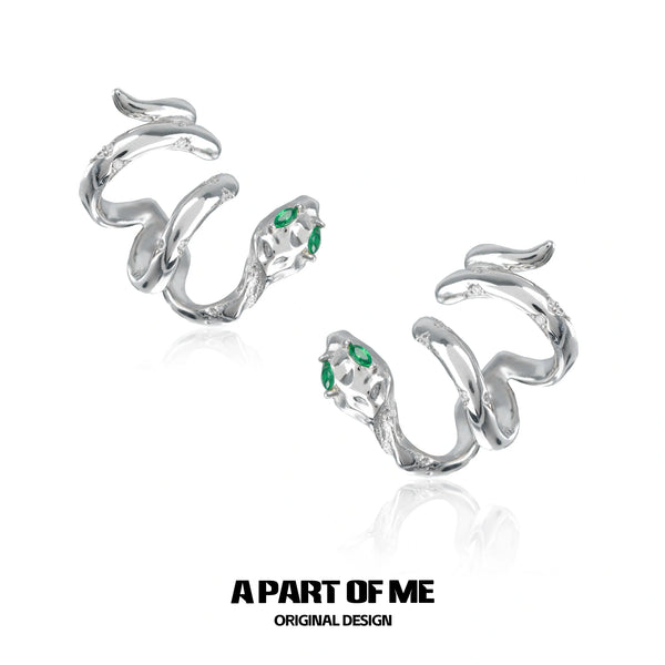 슬리데린 하우스 18k 플래티넘 도금 트위스티드 스네이크 귀걸이™