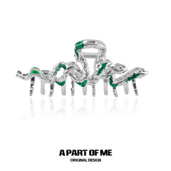 슬리데린 하우스 18k 플래티넘 도금 트위스티드 스네이크 헤어클립™