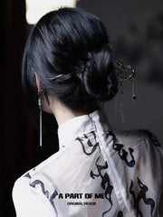 Slytherin House 18k Platinum Plating Zircon Brambles Snake Detachable earring ＆ Hari pin Hairpins Set™