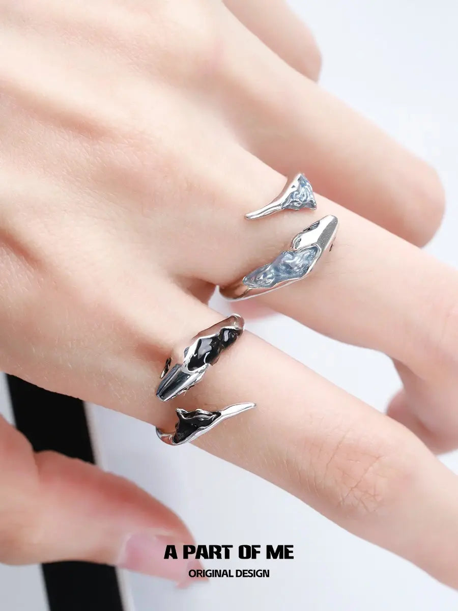 แหวนสลิธีริน S925 Sterling Silver Basic Ice Snake ปรับขนาดได้™