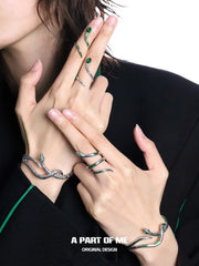 Slytherin House S925 Sterling Silver Basic Snake Resizeable Rings™