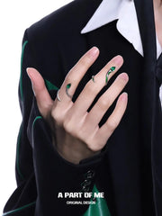 Slytherin House S925 Sterling Silver Basic Snake Resizeable Rings™