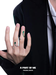 Slytherin House S925 Sterling Silver Basic Snake Resizeable Rings™