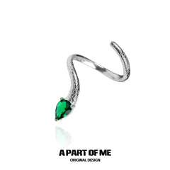 Slytherin House S925 Sterling Silver Basic Snake Resizeable Rings™