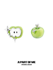 Summer Fruity 18K Platinum Plated Apple Planet Ear clips Stud Earrings™
