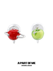 Summer Fruity 18K Platinum Plated Apple Planet Ear clips Stud Earrings™