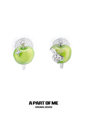 Summer Fruity 18K Platinum Plated Apple Planet Ear clips Stud Earrings™