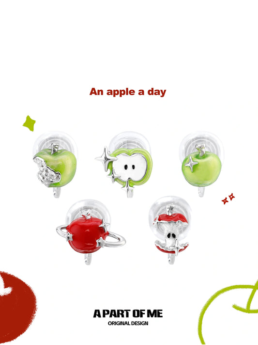 Summer Fruity 18K Platinum Plated Apple Planet Ear clips Stud Earrings™