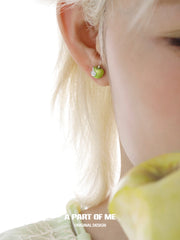 Summer Fruity 18K Platinum Plated Apple Planet Ear clips Stud Earrings™