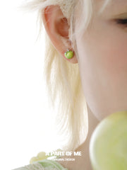 Summer Fruity 18K Platinum Plated Apple Planet Ear clips Stud Earrings™