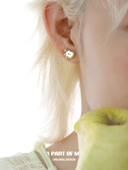 Summer Fruity 18K Platinum Plated Apple Planet Ear clips Stud Earrings™