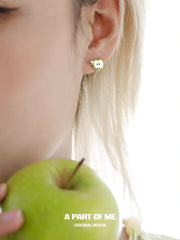 Summer Fruity 18K Platinum Plated Apple Planet Ear clips Stud Earrings™