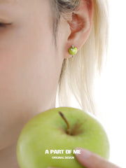 Summer Fruity 18K Platinum Plated Apple Planet Ear clips Stud Earrings™